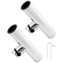 QWORK? 2 Pack Adjustable Fishing Rod Holder Bracket - 304 Stainless Steel - Clamp on 19MM-25MM Rails - for Boat Yacht Fishing