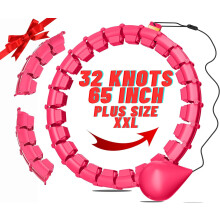 32 Knots Weighted Workout Hoop Plus Size, 65 inch Smart Weighted Hoop for Adults Weight Loss, 2 in 1 Fitness Exercise Hoop for Women and Abdominal