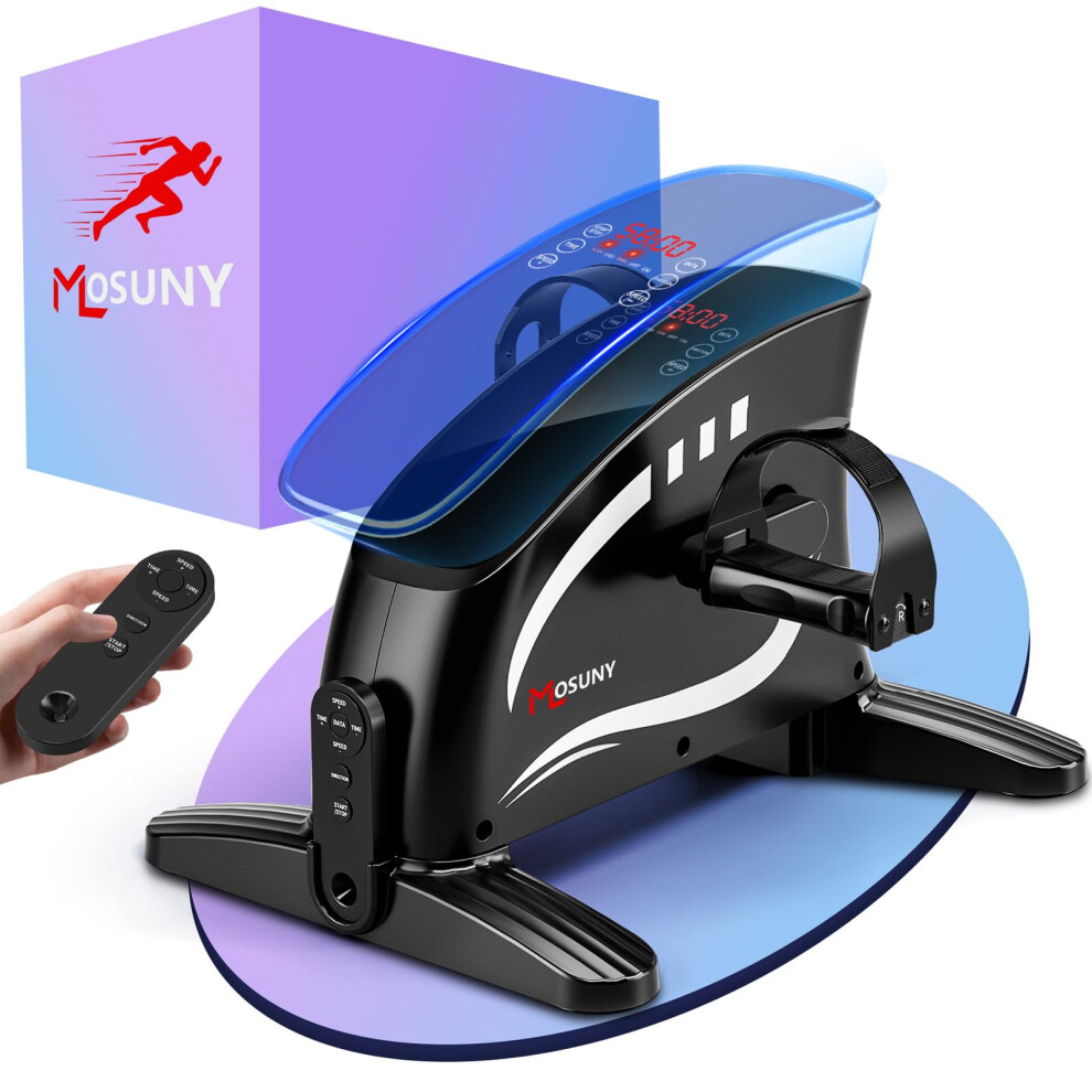 Mosuny Electric Pedal Exerciser, Mini Exercise Bike 15 Adjustable Speed, Arm/Leg Exerciser For Seniors, Physical Therapy, Under Desk Bike For