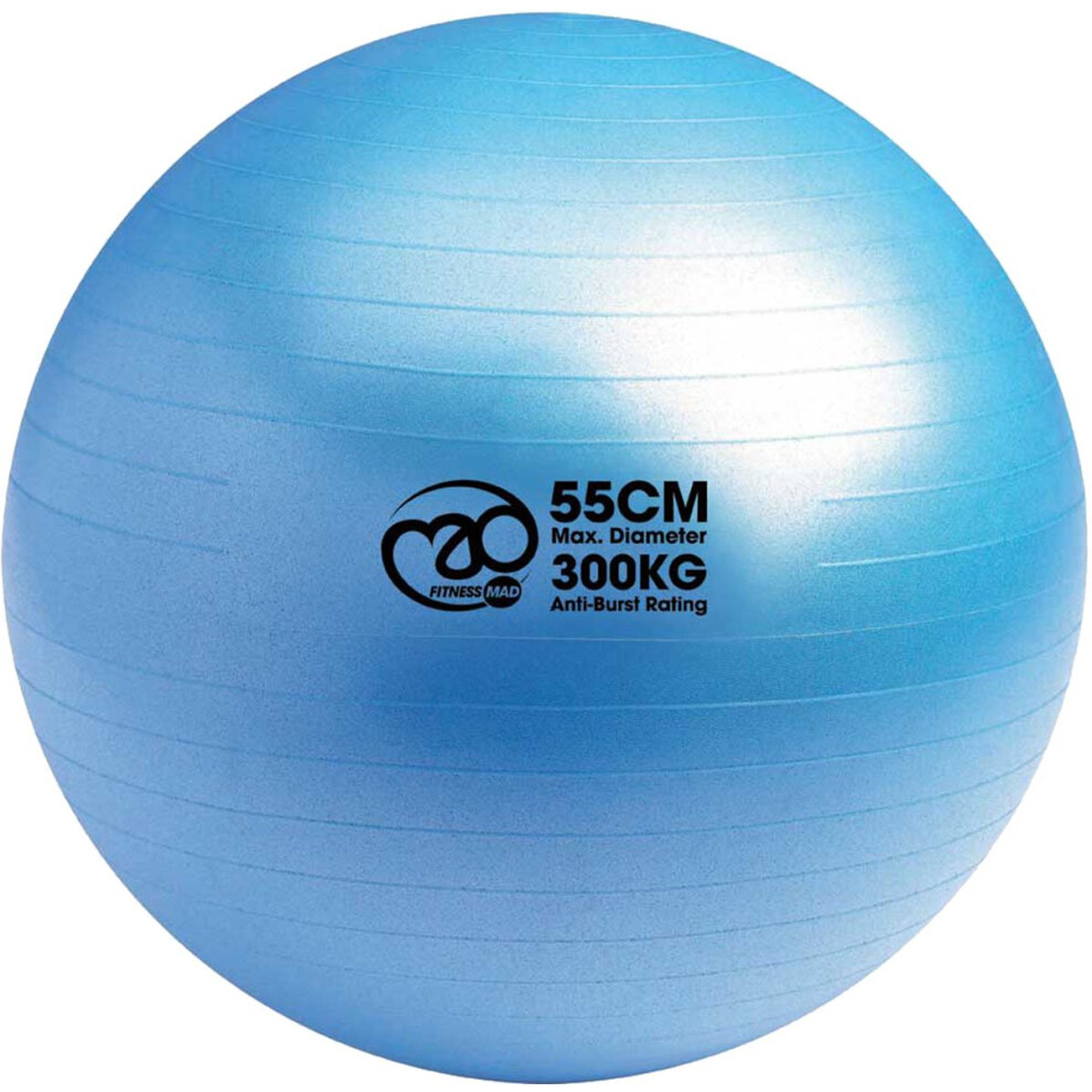 Fitness Mad Anti Burst Swiss Ball, 300 Kg Load Tested Yoga Ball, 55 Cm / 65 Cm / 75 Cm, Exercise Ball For Fitness, Pilates, Pregnancy & Core Workouts