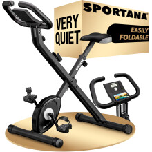 SPORTANA? Eagle 2 Folding Exercise Bike | Adjustable 16 Resistance Levels | 7 Position Seat Height | Battery Operated LCD Display | 2 Fitness Bands