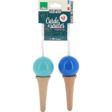 Corda de pular com cabos de madeira - Sorvete de dois sabores - Azul