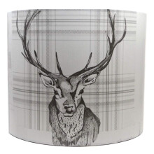 Grey Charcoal Stag Lampshade Ceiling Light Shade Antlers Rustic Woodland Deer Hare Rabbit Hedgehog Highland Scottish Scotland Themed Bedroom Room