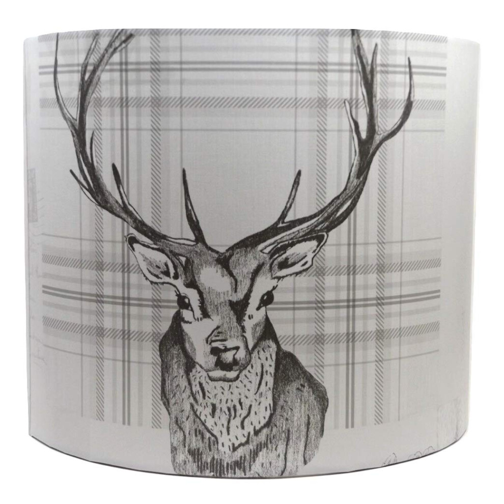 Lampshade Kings By Candy Bottle Lamps Uk Charcoal Stag Lampshade Ceiling Shade Antlers Rustic Woodland Deer Hare Rabbit Hedgehog Highland Scottish Scotland Themed Bedroom Room Grey/Light