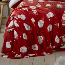 Bedlam Christmas Jolly Santa Fleece Throw, Red, 120 x 150 Cm