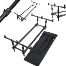 Fishing Rod Pod ? Adjustable 3-Rod Aluminium Stand, Matt Black, Lightweight with Carry Bag ? Carp Fishing Bankstick & Buzzer Bar Setup