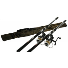 Fishing Set/Kit 2 x 12ft Carp Fishing Rods 2 & Freespool/Bait Runner Reel & Carp Holdall