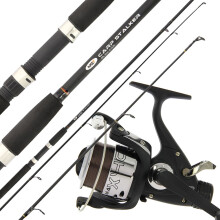 NGT 8ft 2pc Black Carp Stalker Fishing Rod + Max 40 2BB Carp Runner Reel & Line
