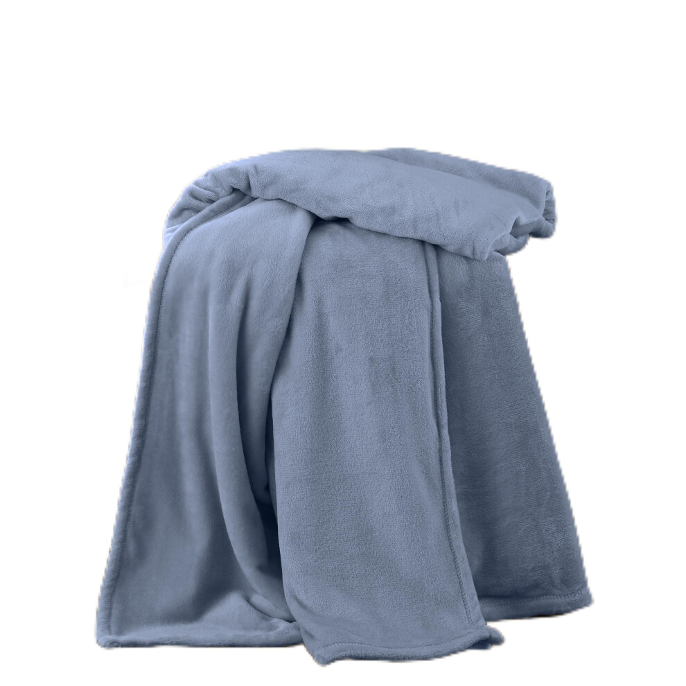 Catherine Lansfield Raschel Velvet Touch 130X170cm Blanket Throw Blue