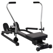 vidaXL Rowing Machine - 5-Level Adjustable Resistance HydraRower, Compact Indoor Exercise Equipment with LCD Display & Heavy-Duty Steel Frame (Black)