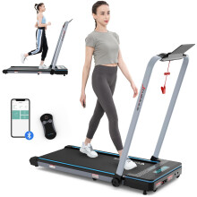 CITYSPORTS 2 in 1 Folding Treadmill,1-12km/h,Under Desk Treadmill Foldable,with 1400W Motor,Installation-Free with Remote Control,App & Double LED