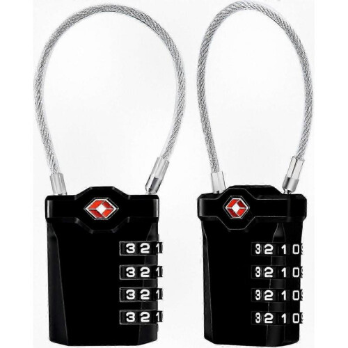 Travel Luggage Lock, 2-Pack 4-Digit Code Flexible Cable Lock 14cm 1