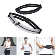 (Silver) Waterproof Waist Bag Double Pockets Reflective Sport Running Pack Headphone Belt Pouch
