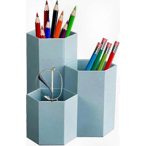 Hexagonal Desk Organizer, Plastic Pencil Holder for Home Office and School Use