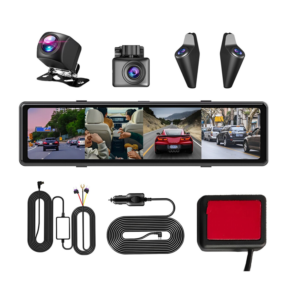 Car 4CH Dash Cam Car Dvr Dash Cam With 12Quad Split Touch Screen Loop-image-OPC-PJVFCRH-NEW