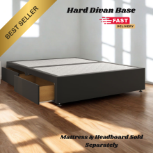 (Black Plush, 3ft Single (with 2 Drawers)) Divan Bed Base Hard Reinforcement Bed Velvet Upholstred Plateform Bed with Storage Drawers