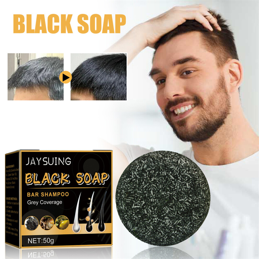 4PCS Men's Grey Coverage Bar Shampoo Hair Darkening Black Soap-image-OPC-PJVFHCP-NEW