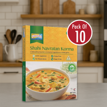 Ashoka Ready Meals – Navratan Korma 280g 10 (Pack of 10 | Mixed Vegetable Curry with Nuts & Cream | 100% Vegetarian)
