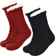 2 paires de chaussettes douillettes avec semelle ABS Chaussettes chaudes pour femmes Chaussettes d'hiver