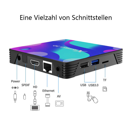 Boîtier TV Android 11.0, Smart Box 2 Go RAM 16 Go ROM RK3318 Quad Core 2