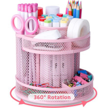Organiseur de bureau pour enfants, porte-stylo rotatif en métal