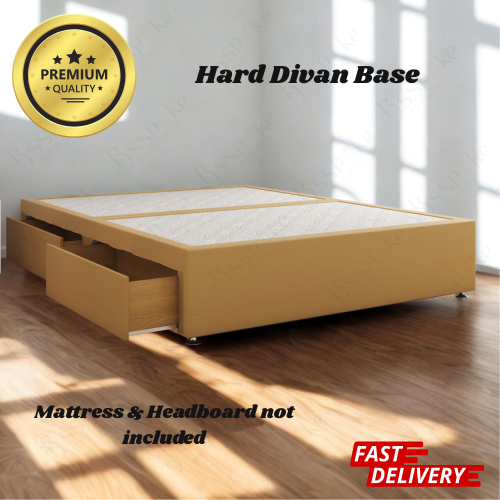 (Mustard Plush, 6ft Super King (with 2 Drawers)) Divan Bed Base Hard ...