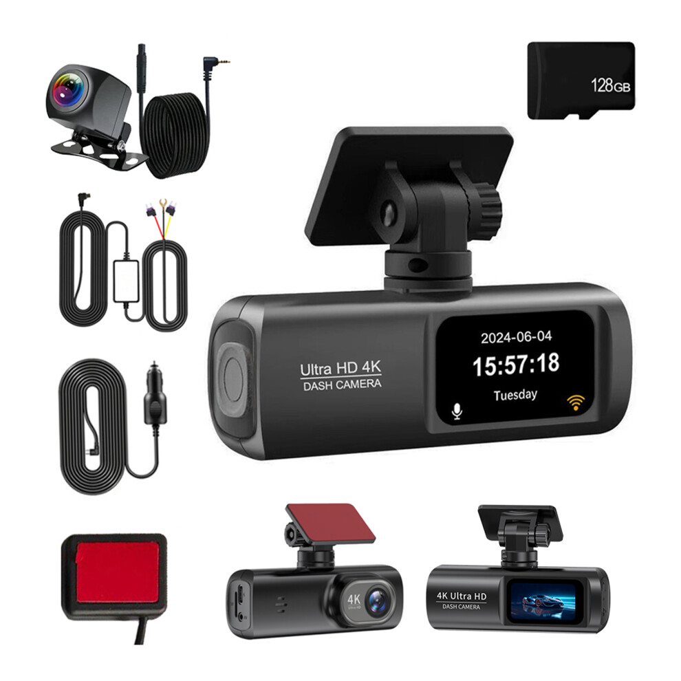 (128G Card) Dash Cam Front Rear Dash Camera 4K/1080P Dash Cam 4K Dash Cam Recorder-image-OPC-PJVGC2H-NEW