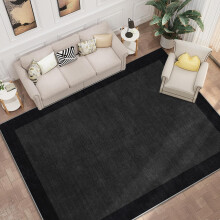 (Fashionable and simple - Black, 80*120cm) Carpet living room cross-border simple large area crystal velvet carpet, anti-slip and easy to maintain outdoor table and chair carpet