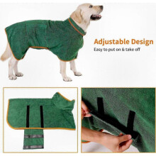 Water-Resistant Adjustable Microfiber Pet Robe for Large Dogs - Quick-Drying Post-Bath Cover