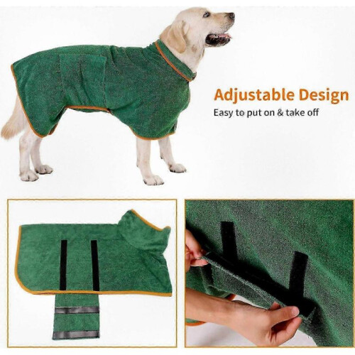 Water-Resistant Adjustable Microfiber Pet Robe for Large Dogs - Quick-Drying Post-Bath Cover