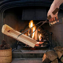 Heavy Duty 40cm Fireplace Tongs for Camping and Firewood Handling, Anti-Scald Long Heater Accessory
