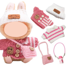 5Pcs Doll Clothes & Accessories for 17cm Labub, Doll Outfits Set with Hat Sweater Backpack for Girls Kids Birthday Holiday Present