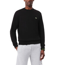 (Black, XL) Lacoste Mens Sweatshirt Crew Neck Fleece Brushed Cotton Winter Jumper