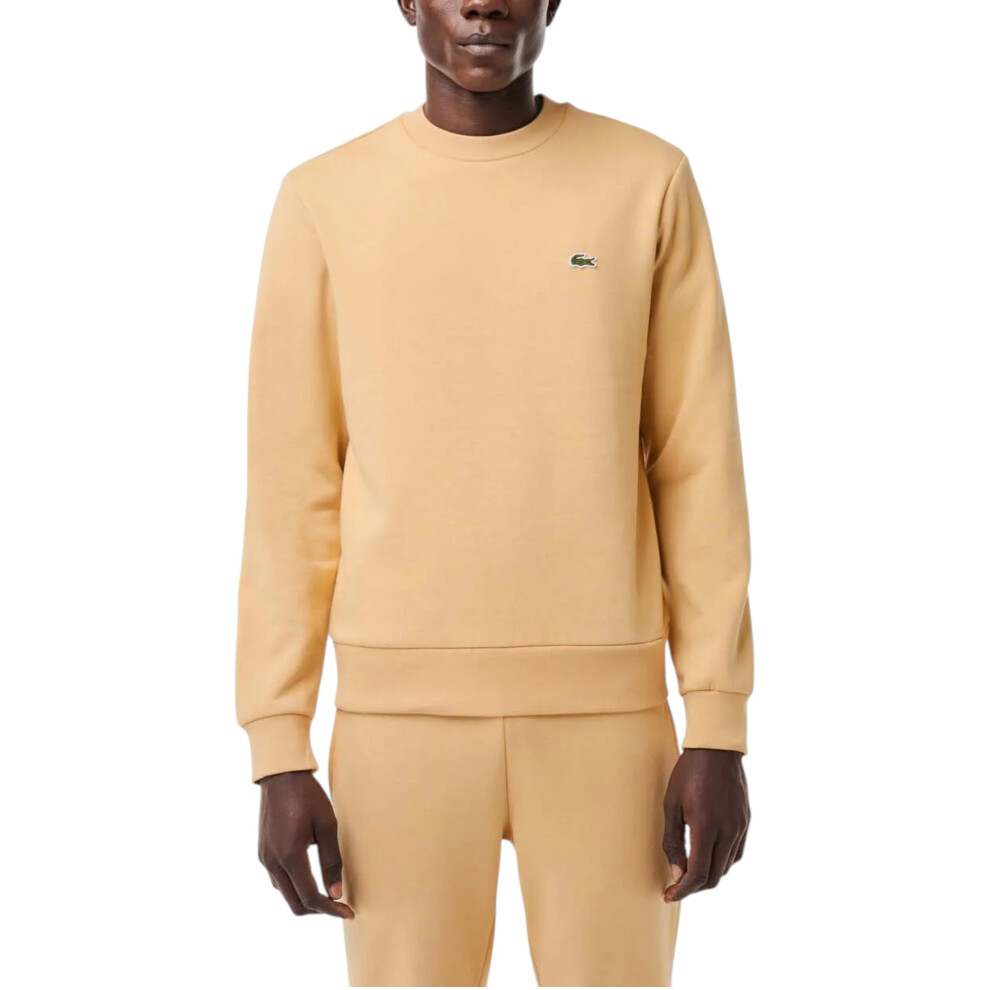 Lacoste (Beige, 2XL) Mens Sweatshirt Crew Neck Fleece Brushed Cotton Winter Jumper