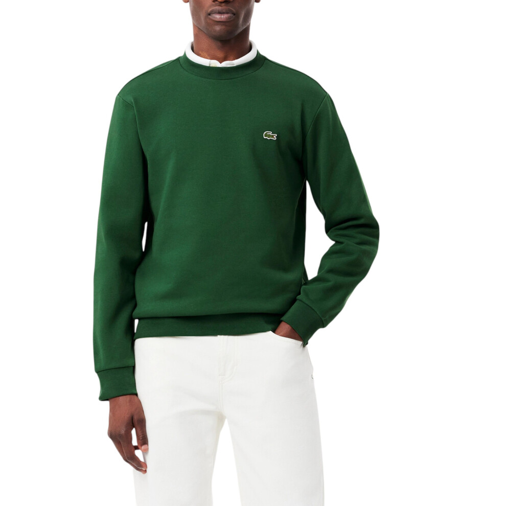 Lacoste (Green, S) Mens Sweatshirt Crew Neck Fleece Brushed Cotton Winter Jumper