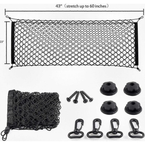 Enhanced Two-Tier Trunk Storage Net, Universal Vehicle Rear Mesh Organizer 2