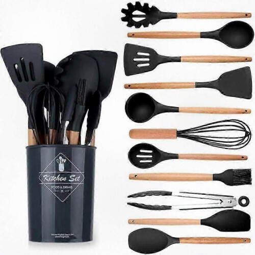 12-Piece Non-Stick Silicone Kitchen Tool Set with Holder for Cooking and Baking 1