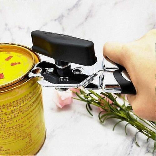 Stainless Steel Manual Can Opener with Smooth Edge, Non-Slip Handle and Bottle Opening Function 2