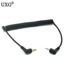 Born Pretty 3.5mm Male to 2.5mm Male Right Angle Extension Audio Coiled Cable 0.6M