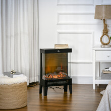 HOMCOM 180 Charming Electric Fireplace Heater, Quiet Freestanding Stove, Black