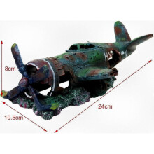 Polyresin Aquarium Decoration House for Fish Tank, Non-Toxic Airplane Ornament, Cracked Landscape Design