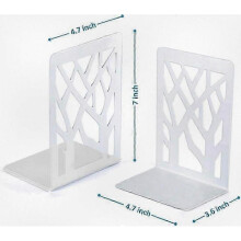 Heavy Duty Metal Bookends for Shelves, Office Book Support, White Pair (1 Set)