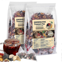 (2Pack/50 Bags) Ginseng Five Treasures Kidney Tonifying & Detoxifying Tea for Men & Women - Organic Chinese Herbal Tea