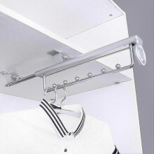 Durable Extendable Clothing Rack with Sliding Pants Hanger, Adjustable Wardrobe Rail for Closet Storage