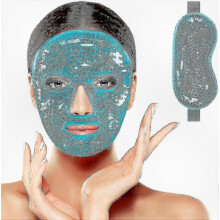 Reusable 2-Piece Gel Bead Face and Eye Mask Set, Hot & Cold Therapy for Migraine Relief, Headache, Swelling, Sinus Pressure, and Relaxation