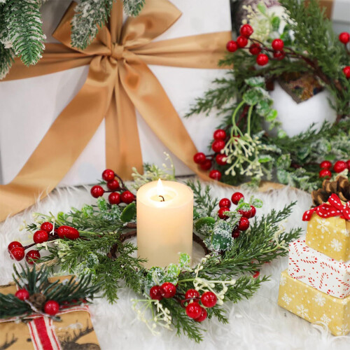 (1 pack) Exquisite And Compact Christmas Candle Ring Artificial Red FORberry 2