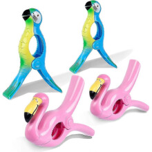 Jumbo Size Beach Towel Clips Flamingo Parrot Holder Bright Colors Set for Beach Chair Blanket Quilt