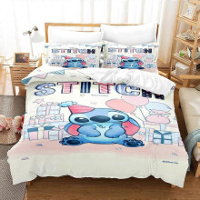 3D digital printing three-piece set cute cartoon Stitch Star and Baby duvet cover 135*200 pillowcase 50*75*1