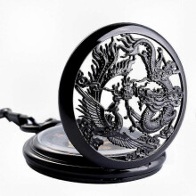 Vintage Style Men's Pocket Watch with Chain Manual Wind Skeleton Roman Dial