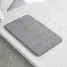 Simple thick coral fleece absorbent slow rebound floor mat non-slip mat household door mat (gray striped 45x65cm)